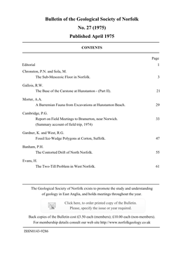 The Bulletin of the Geological Society of Norfolk