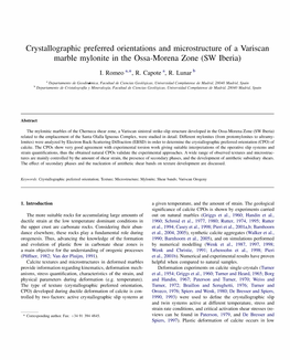 Crystallographic Preferred Orientations and Microstructure of a Variscan Marble Mylonite in the Ossa-Morena Zone (SW Iberia)