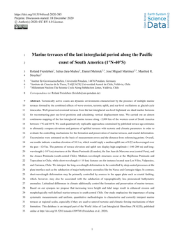 Marine Terraces of the Last Interglacial Period Along the Pacific Coast Of