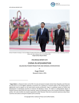 China in Afghanistan: Balancing Power Projection and Minimal