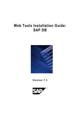 Web Tools Installation Guide: SAP DB
