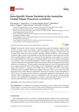 Intra-Specific Venom Variation in the Australian Coastal Taipan