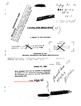 Presented by the National Aeronautics and Space Admlnlstratlon Janumry27, 1950 Restriction/Classification Cancelled