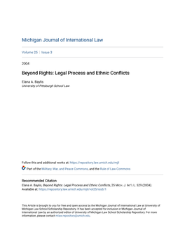 Beyond Rights: Legal Process and Ethnic Conflicts