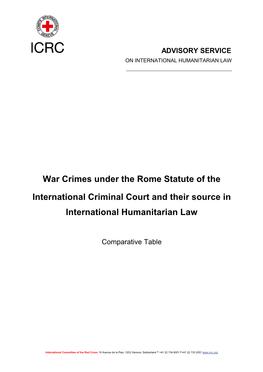 War Crimes Under the Rome Statute of the International Criminal Court