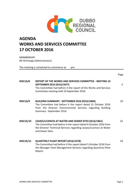 Agenda Works and Services Committee 17 October 2016