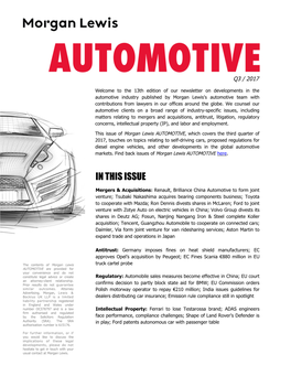 Read the Latest Issue of Morgan Lewis Automotive