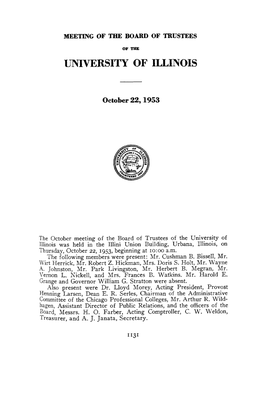 October 22, 1953, Minutes | UI Board of Trustees