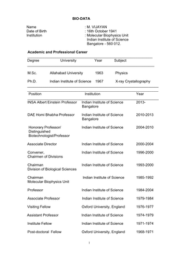 BIO-DATA Name : M. VIJAYAN Date of Birth