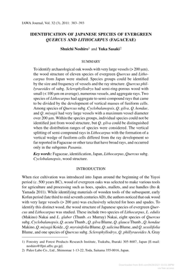 Identification of Japanese Species of Evergreen Quercus and Lithocarpus (Fagaceae)