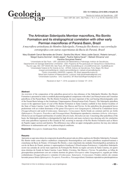 The Artinskian Siderópolis Member Macroflora, Rio Bonito Formation