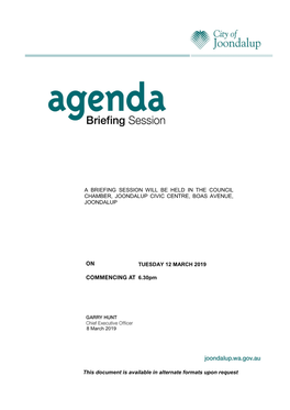 AGENDA for BRIEFING SESSION – 12.03.2019 I