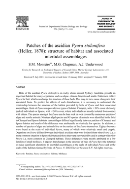 Structure of Habitat and Associated Intertidal Assemblages