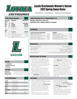 Loyola Greyhounds Women's Soccer 2021 Spring Game Notes