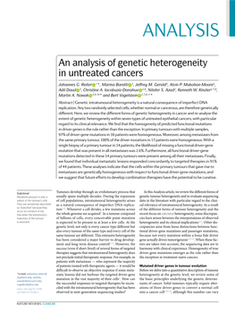 An Analysis of Genetic Heterogeneity in Untreated Cancers