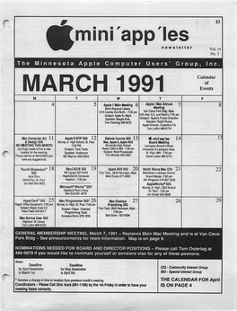 MARCH 1991 Calendar