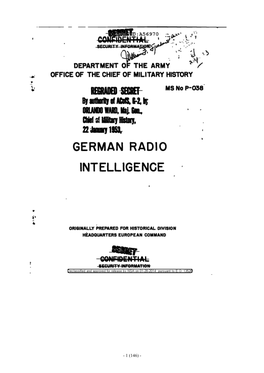 Praun, Albert: "German Radio Intelligence