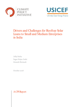 Drivers and Challenges for Rooftop Solar Loans to Small and Medium Enterprises in India