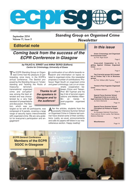 Editorial Note Coming Back from the Success of the ECPR Conference In