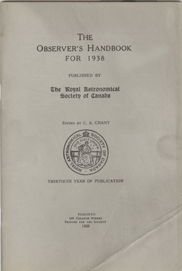 The Observer's Handbook for 1938