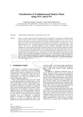 Classification of Traditional and Modern Music Using NCC and K-NN