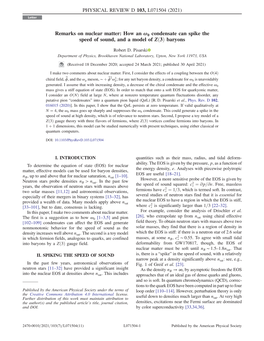 Remarks on Nuclear Matter: How an Ω0 Condensate Can Spike the Speed of Sound, and a Model of Zð3þ Baryons