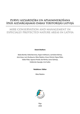 Purvu Aizsardzība Un Apsaimniekošana Īpaši Aizsargājamās Dabas Teritorijas Latvijā