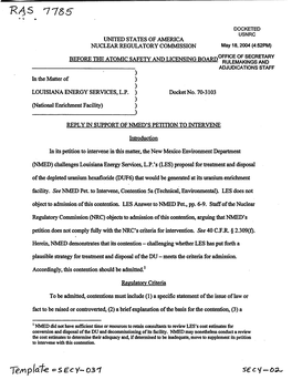 2004/05/10-Reply in Support of NMED's Petition to Intervene