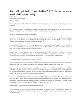 S Jamar Johnson Awaits NFL Opportunity by Jon Blau Bloomington Herald-Times April 27, 2021