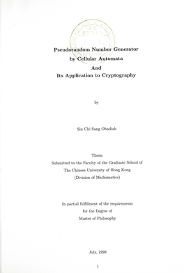 Pseudorandom Number Generator by Cellular Automata and Its