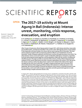 The 2017–19 Activity at Mount Agung in Bali (Indonesia)