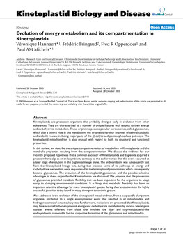 Kinetoplastid Biology and Disease Biomed Central