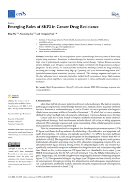 Emerging Roles of SKP2 in Cancer Drug Resistance