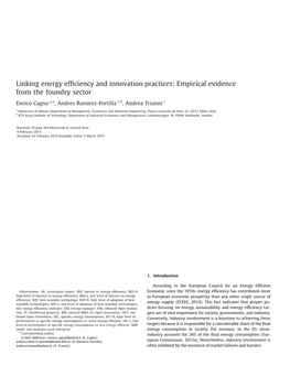 Linking Energy Efficiency and Innovation Practices Empirical