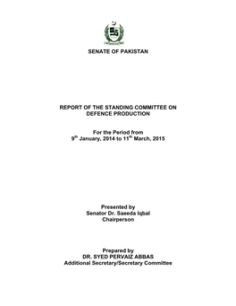 Senate of Pakistan Report of the Standing Committee On