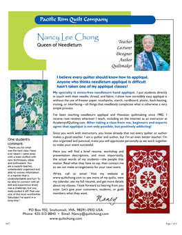Nancy Lee Chong Brochure