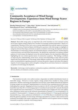 Community Acceptance of Wind Energy Developments: Experience from Wind Energy Scarce Regions in Europe