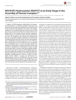 NDUFAF5 Hydroxylates NDUFS7 at an Early Stage in the Assembly of Human Complex I*DS