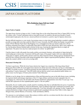 Will a Rudderless Japan Drift Into Crisis? Devin T