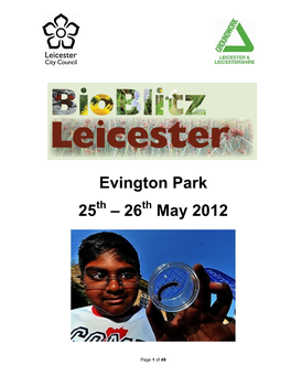 Bioblitz Report Evington Park May 2012 FINAL