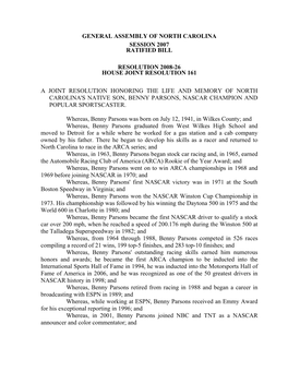 General Assembly of North Carolina Session 2007 Ratified Bill