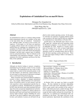 Exploitations of Uninitialized Uses on Macos Sierra