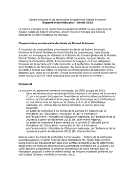 Rapport D'activités 2013- CERE