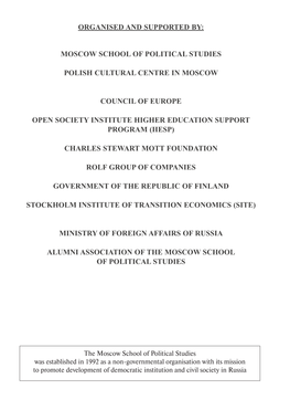 Moscow School of Political Studies Polish Cultural