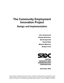 The Community Employment Innovation Project Design and Implementation