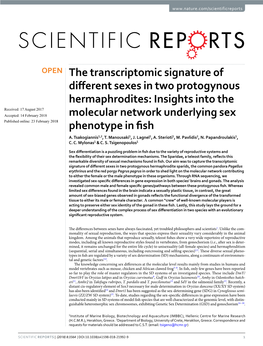 The Transcriptomic Signature of Different Sexes in Two Protogynous