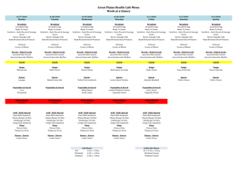 Great Plains Health Café Menu Week at a Glance