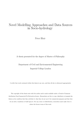 Novel Modelling Approaches and Data Sources in Socio-Hydrology