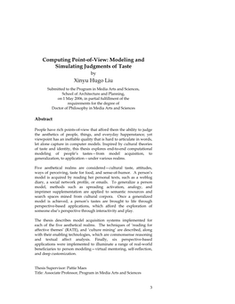 Modeling and Simulating Judgments of Taste