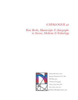 CATALOGUE 47 Rare Books, Manuscripts & Autographs In